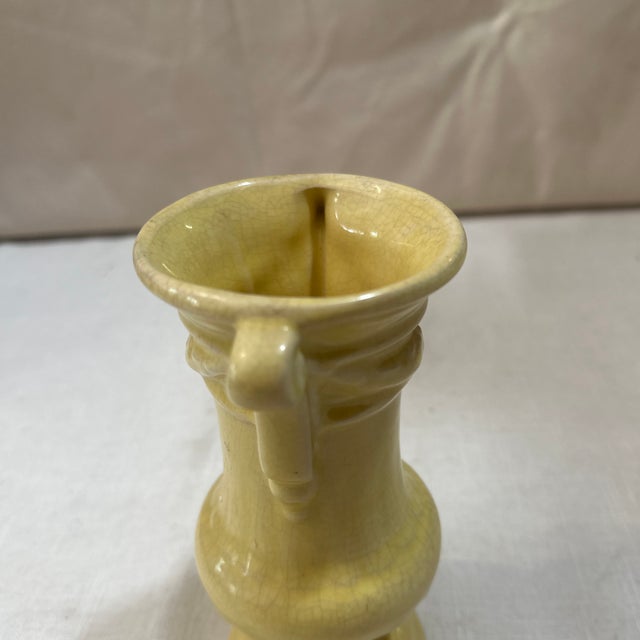 1970s Small Handmade Yellow Ceramic Detailed Vase For Sale In Atlanta - Image 6 of 8