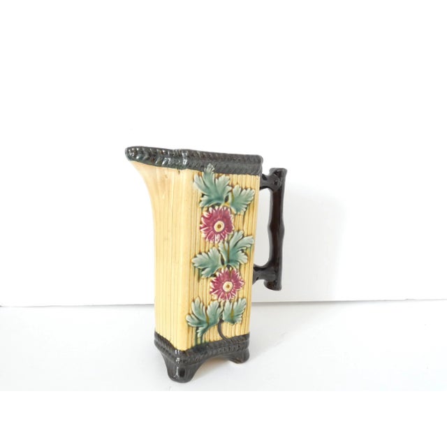 1920s Vintage Majolica French Barbitone Ceramic Pitcher For Sale - Image 5 of 8