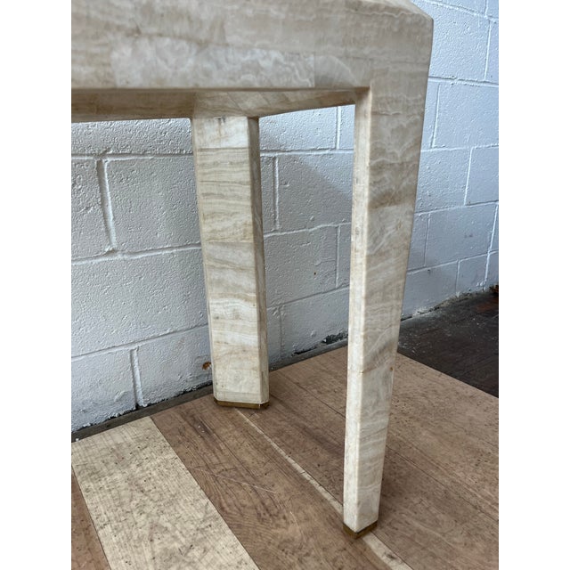 Karl Springer Maitland Smith Style Tessellated and Brass Waterfall Console Table For Sale - Image 9 of 12