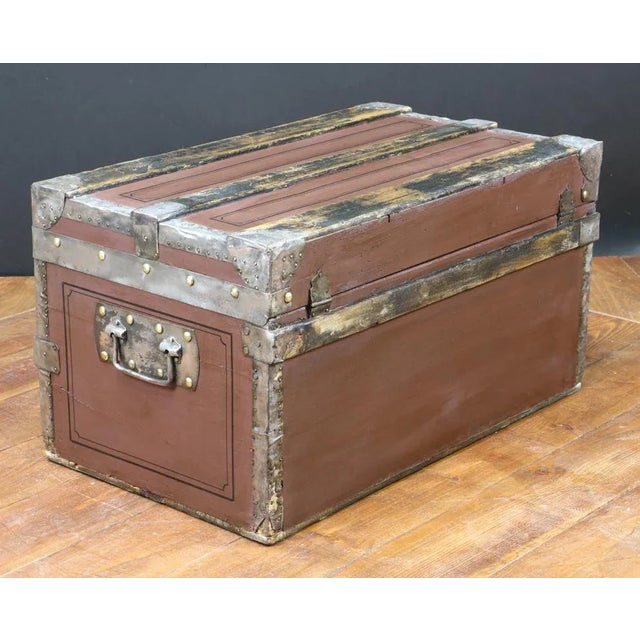 Antique French Wooden Crate with Key For Sale - Image 4 of 6