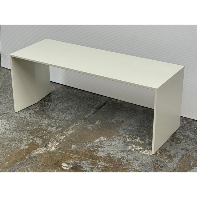 Design Plus Gallery presents a Custom Contemporary White Lacquered Side Table by Unknown Brand. The rectangular top is...
