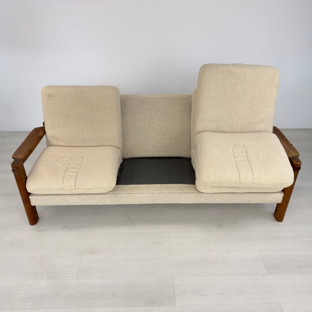 Beige Danish Pine Three-Seater Sofa 1960s For Sale - Image 8 of 13