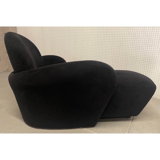 1980s Black Chaise Lounge Attributed to Michael Wolk for Weiman Preview Furniture Mid Century Miami Chaise Lounge For Sale - Image 5 of 10