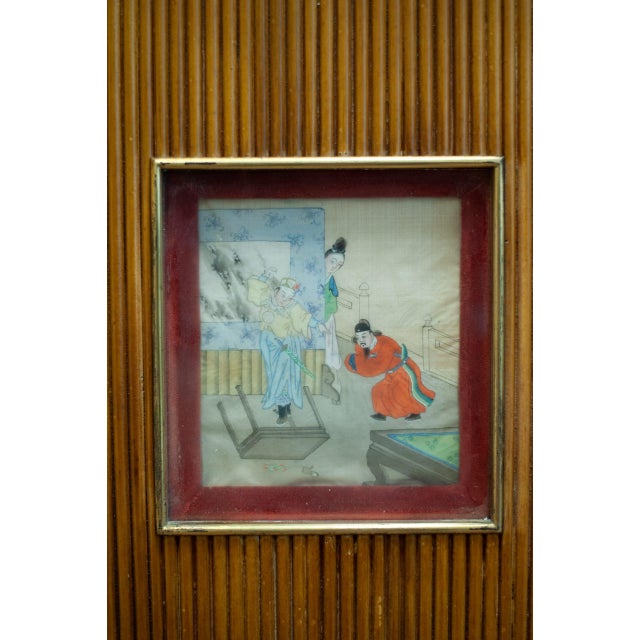 Bamboo Wardrobe Cabinet with Illustrations, Italy, 1950 For Sale - Image 4 of 15