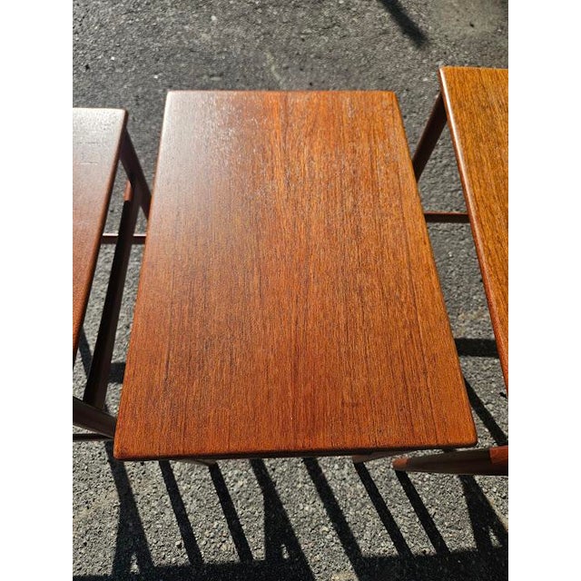 Wood 1950s Hans Wegner Teak Nesting Tables for Andreas Tuck For Sale - Image 7 of 12