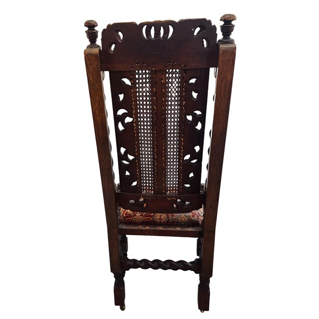 Brown Pair of Antique Renaissance Revival Carved Wooden Chairs For Sale - Image 8 of 10