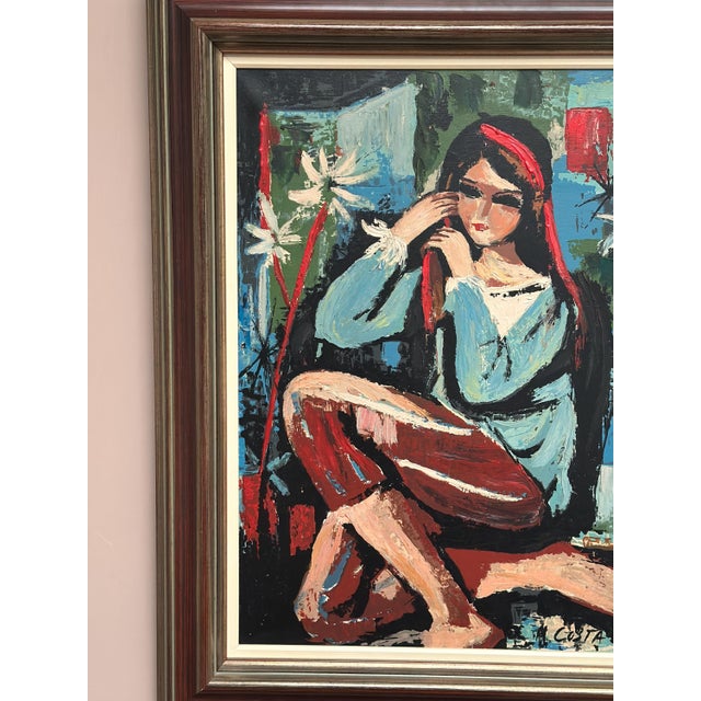 M. Costa, Portrait of a Young Lady, 1960s, Oil Painting on Canvas, Framed For Sale - Image 12 of 18