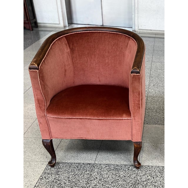 1930s Danish Deco Barrel Club Chairs - A Pair For Sale - Image 4 of 16