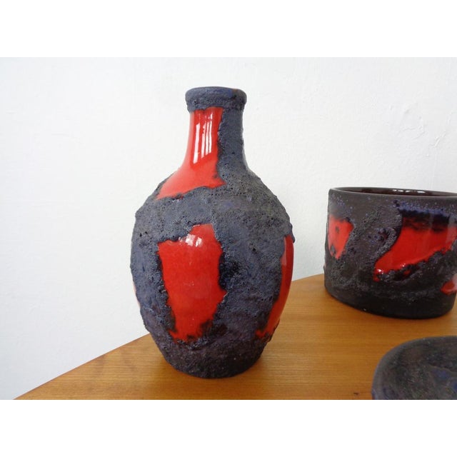 Lava Ceramic Marei Vases, Bowl & Planter, 1970s, Set of 4 For Sale - Image 10 of 18