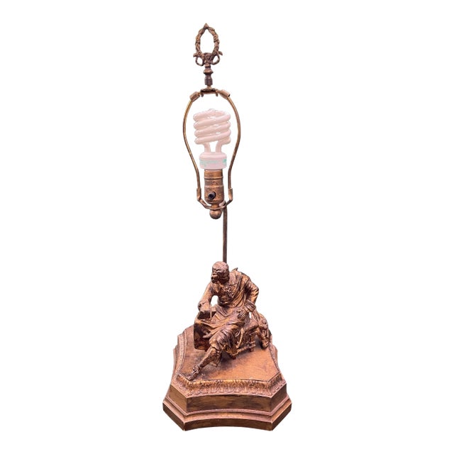 French Style Figural Table Lamp Musician For Sale