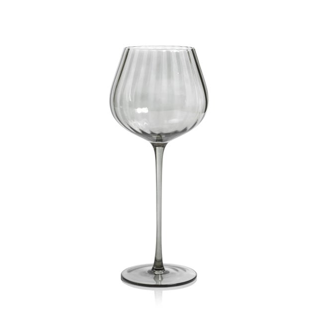 Contemporary Malden Optic Red Wine Glasses - Smoke, Set of 4 For Sale - Image 3 of 4