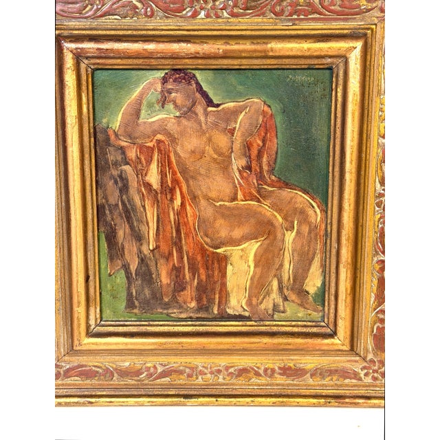 Henri Burkhard (American, 1892–1956)—Nude, Oil on Masonite This intimate and compelling modernist nude is an original oil...