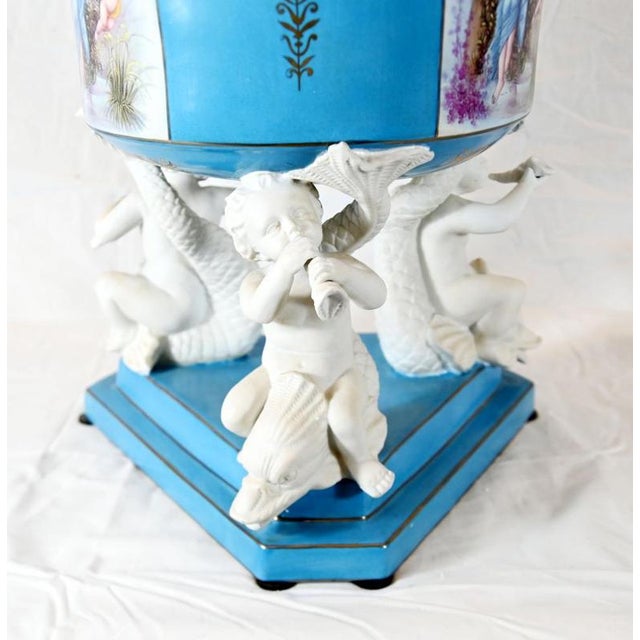 Blue French Porcelain Vases, Set of 2 For Sale - Image 8 of 11