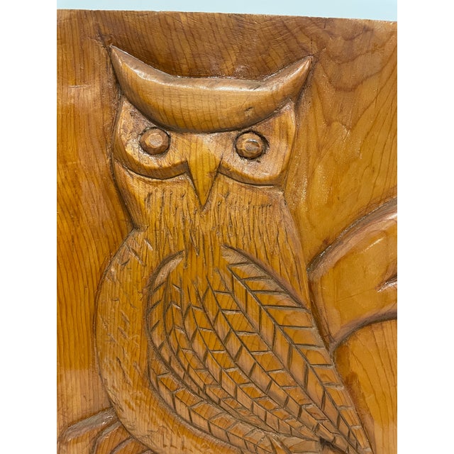 1984 owl bas relief carved plaque of an owl in a tree. Signed on the back "Robert Seals" and dated 1984. Found in East...