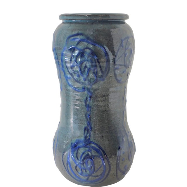 Studio Art Pottery Blue Green Vase 11" For Sale In San Francisco - Image 6 of 12