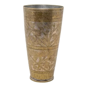 Antique Metal Engraved Mughal Beaker or Vase From India 1940s