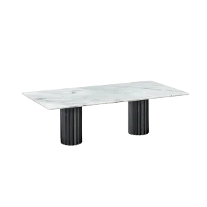 White Carrara Marble & Cast and Blackened Bronze Doris Dining Table by Fred & Juul