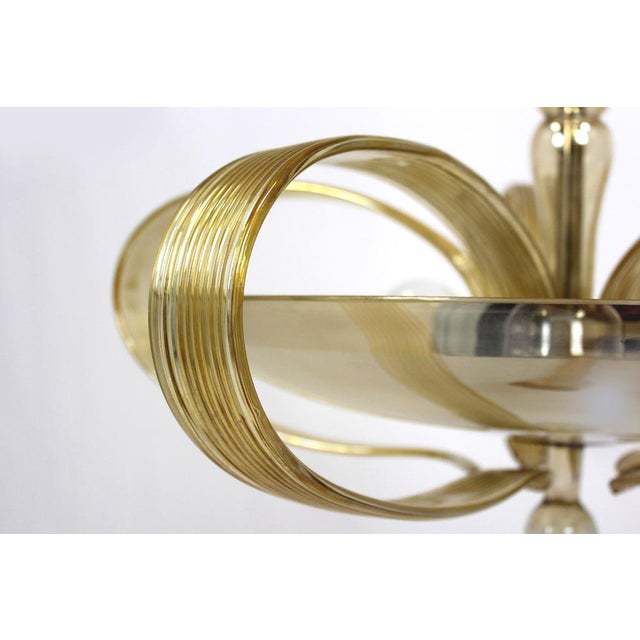 Tall Art Deco Curved Glass Ceiling Light from ESC Zukov, 1940s For Sale - Image 3 of 18