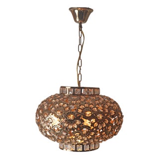 Hollywood Regency Gilt Metal and Crystal Lantern, 1999 For Sale