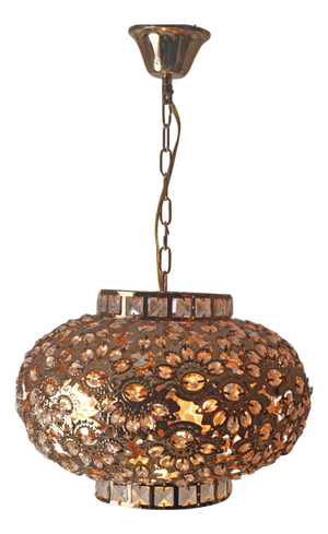 Hollywood Regency Gilt Metal and Crystal Lantern, 1999