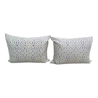 Pair of Custom Rectangular Pillows in Robert Allen Beacon Hill Fabric, Iris Lilac Upholstery Drapery For Sale