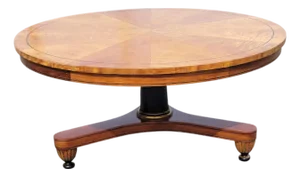 Charak Furniture Satinwood Sunburst Round Coffee Table Vintage Maple Base