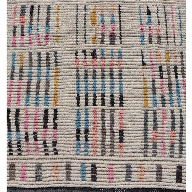 Tribal Modern Casual Hand Knotted Piled Runner With Minimalist Modern Design For Sale - Image 3 of 11