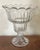 Large antique 19th century American flint glass crystal footed centerpiece bowl. Unusual form with petal shaped rim....