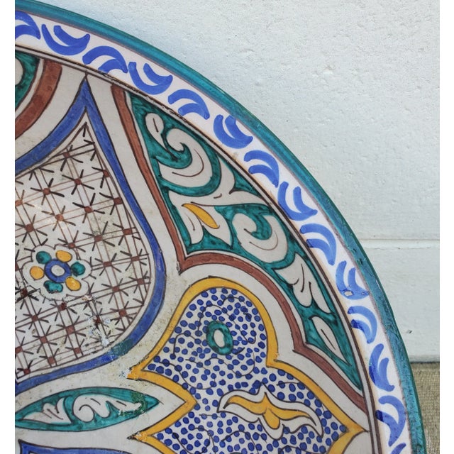 Extra Large Vintage Moroccan Plate / Bowl 1 For Sale - Image 4 of 7