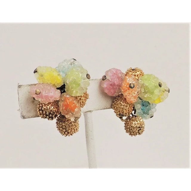 Glass Vintage 1960s Napier "Gum Drop" Colorful Clip Earrings - 2 Pieces For Sale - Image 7 of 9