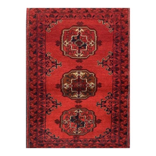 Fine Quality Hand Knotted Afghan Khal Mohammadi Wool Area Rug 4.9 X 1.9 Ft For Sale