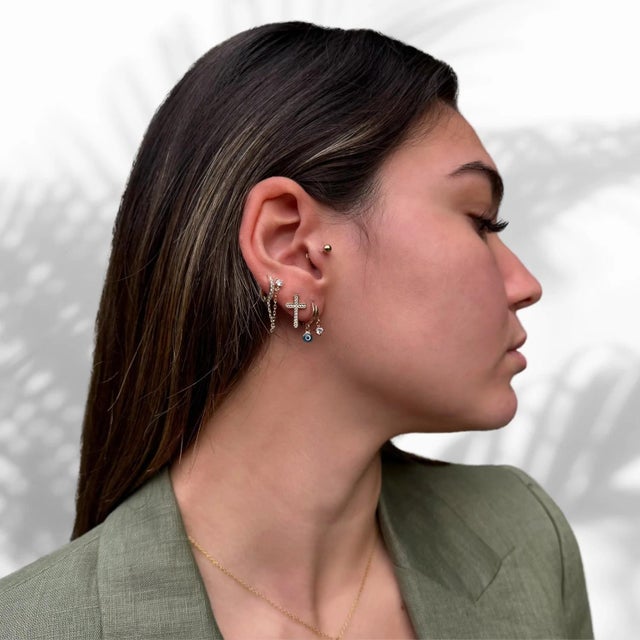 Baby Evil Eye Rose Gold Earrings, A Pair For Sale In Miami - Image 6 of 12