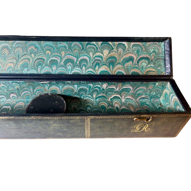 English Royal George III Gilt Embossed Leather Scroll Box Late 18th–Early 19th Century For Sale - Image 3 of 9