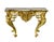 French Louis XV Style Giltwood Console Table with Marble Top. Table features a dramatic deep serpentine front and sides,...