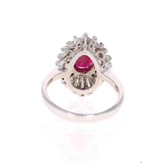 2.22 Carat Ruby Diamond White Gold Ballerina Style Cocktail Ring, Size 7 For Sale - Image 4 of 6