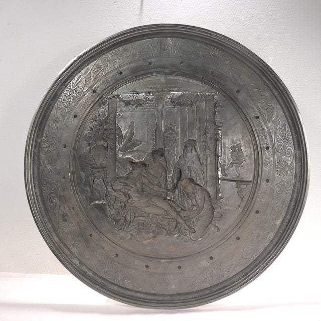 A fine antique English electroplate charger. By Elkington & Co. Designed by Léonard Morel-Ladeuil for the 1876...