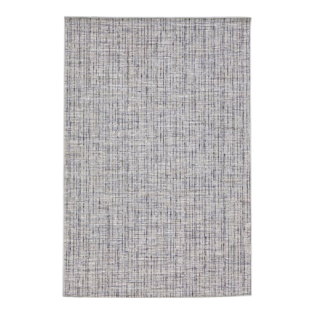 2010s Gray Contemporary Texture Hand Loomed Wool Rug With Strie Design For Sale
