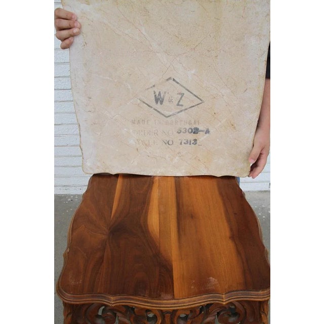 Wood Mid 20th Century W & Z Rococo Style Marble Side Table For Sale - Image 7 of 12