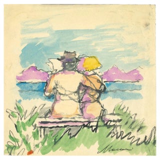 Mino Maccari, The Hug, Drawing, 1970 For Sale