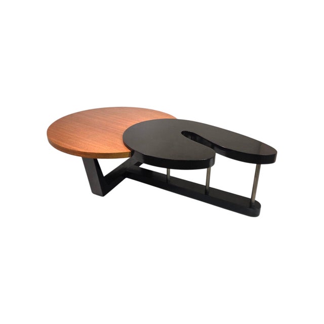 Mid-Century Modern Large Biomorphic Kidney Shaped Two-Tone Mahogany & Black Coffee / Cocktail Table For Sale - Image 3 of 18