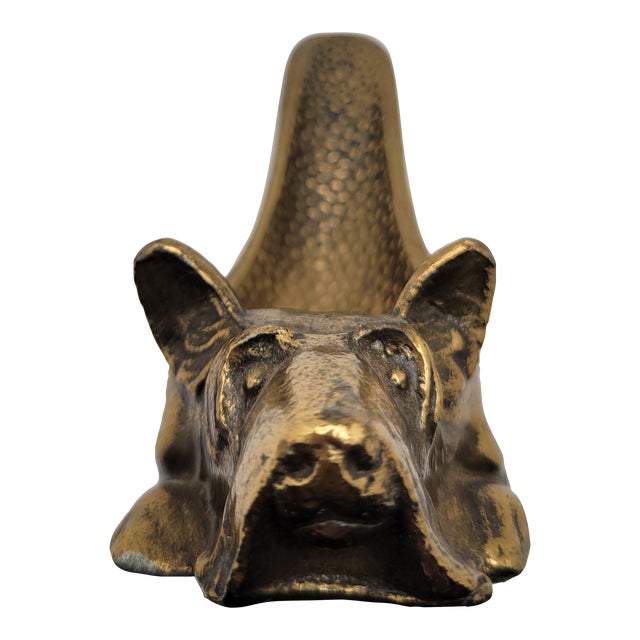Vintage Brass Scottish Terrier Pipe Holder Stand For Sale