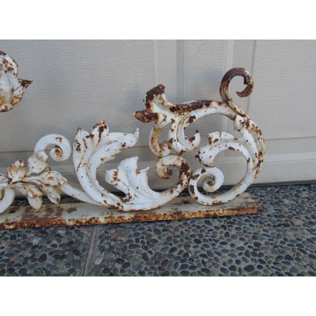 Antique White Pair of Crusty French Wrought Iron Fragments For Sale - Image 8 of 11