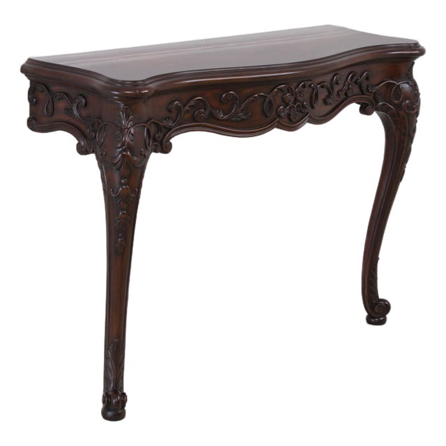 Maitland Smith Mahogany Louis XV Style Console Table For Sale