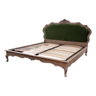 Hand-Carved Walnut Bed – Italian Artisan Craftsmanship For Sale