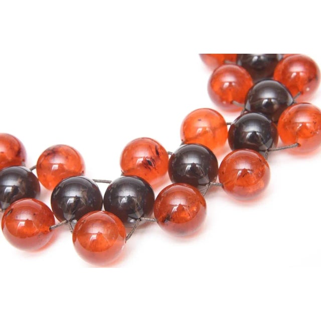 Plastic Vintage Two Colored 3 Row Resin Ball Necklace on Wire For Sale - Image 7 of 8