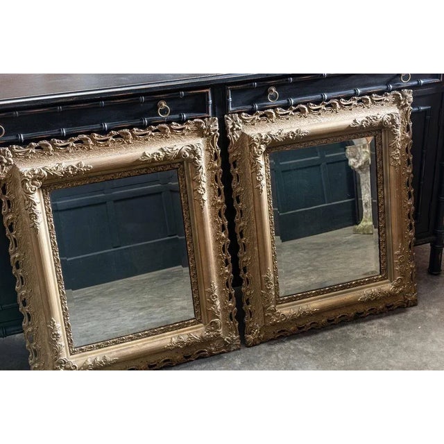 19th Century English Carved Giltwood and Plaster Mirrors, Set of 2 For Sale - Image 3 of 16