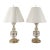 Exquisite pair of Bohemian hand-cut crystal table lamps featuring painted floral medallions framed in gilt detailing....