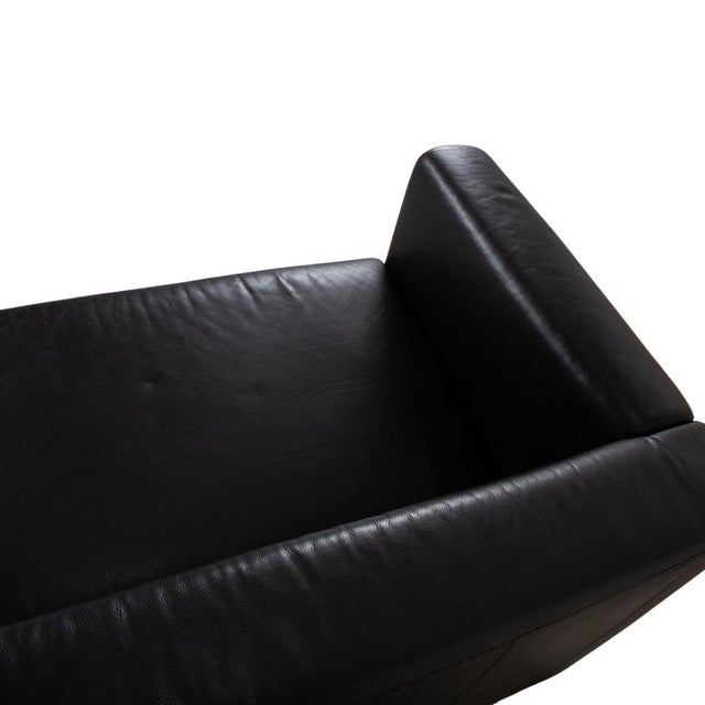 Visavis Leather Set Three-Seater Sofa Couch Chaise Lounge in Black by Brühl, Set of 2 For Sale - Image 10 of 18