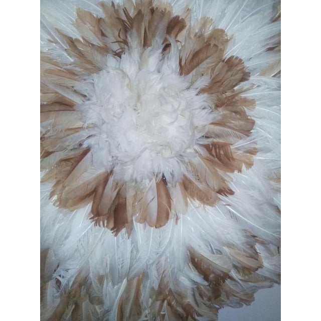 Mid-Century Modern Beige and White Juju Hat For Sale - Image 3 of 5