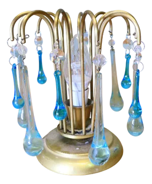 Turquoise Tear Drop Lustre Bed Side Lamp, 1920